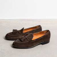 Alden Dark Chocolate suede tassel loafer