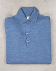 William Lockie Birdseye Solid Merino Wool Polo Denim