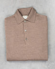 William Lockie Birdseye Solid Merino Wool Polo Taupe