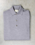 William Lockie Birdseye Solid Merino Wool Polo Grey