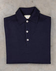 William Lockie Birdseye Solid Merino Wool Polo Blu Navy