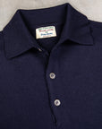 William Lockie Birdseye Solid Merino Wool Polo Blu Navy