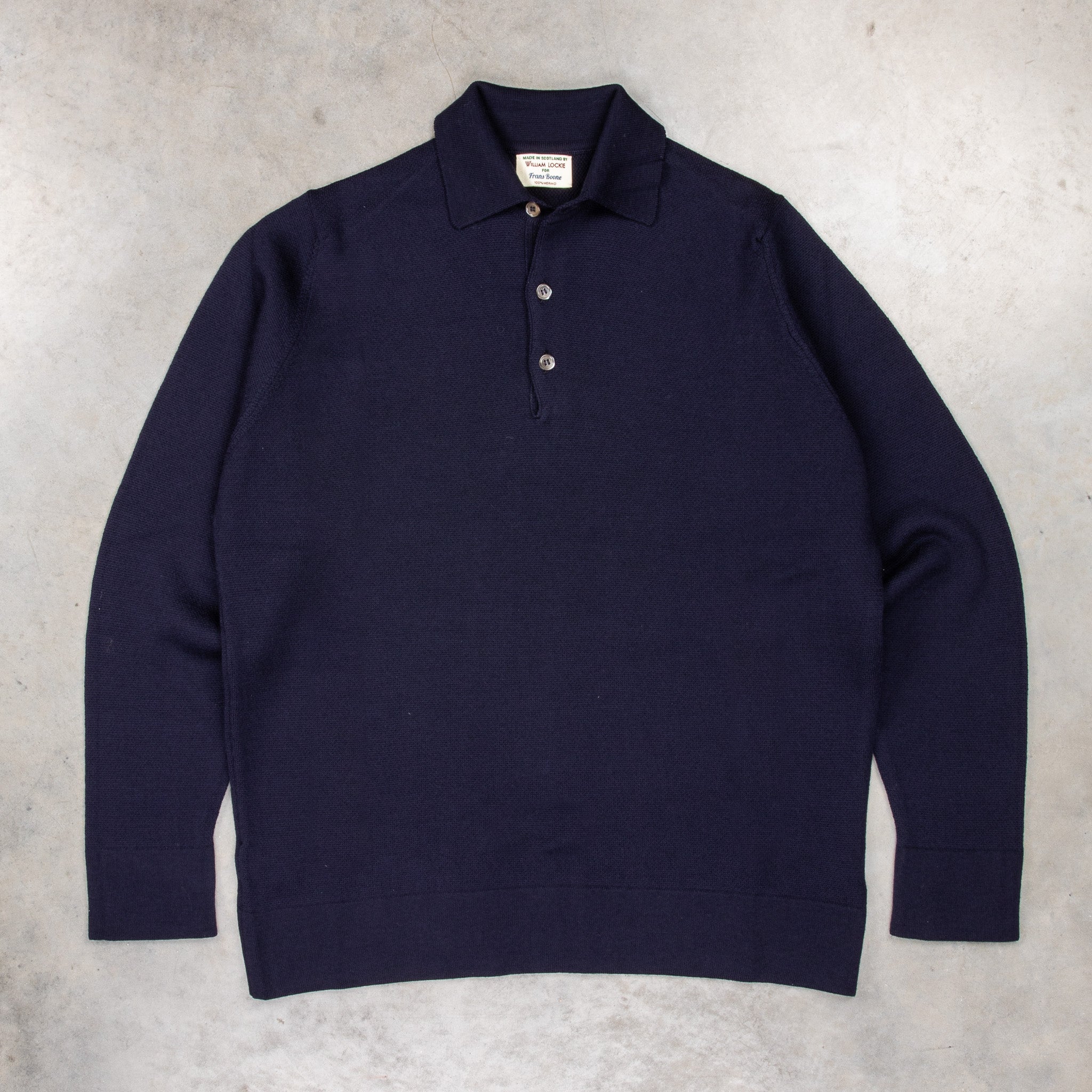 William Lockie Birdseye Solid Merino Wool Polo Blu Navy