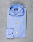 Finamore washed Tokyo Sergio collar shirt oxford blue