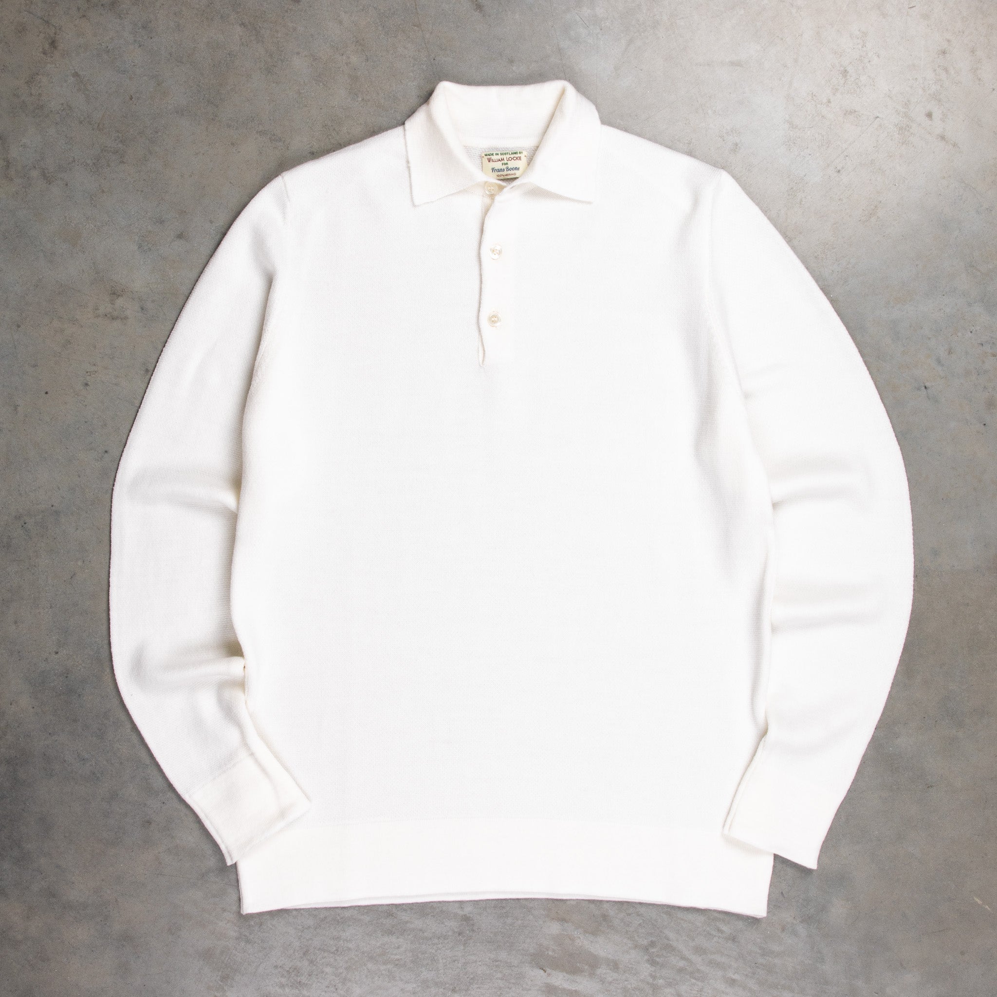 William Lockie Birdseye Solid Merino Wool Polo Ice White