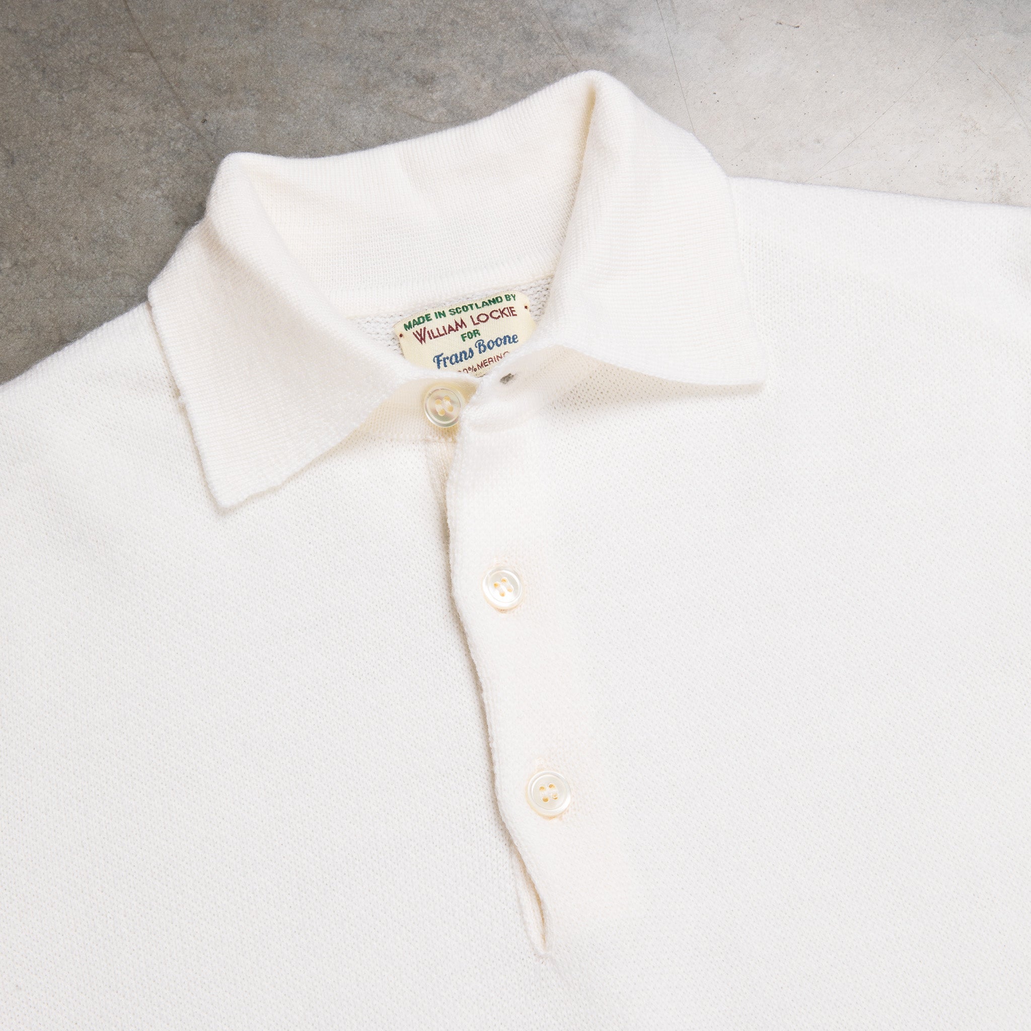 William Lockie Birdseye Solid Merino Wool Polo Ice White