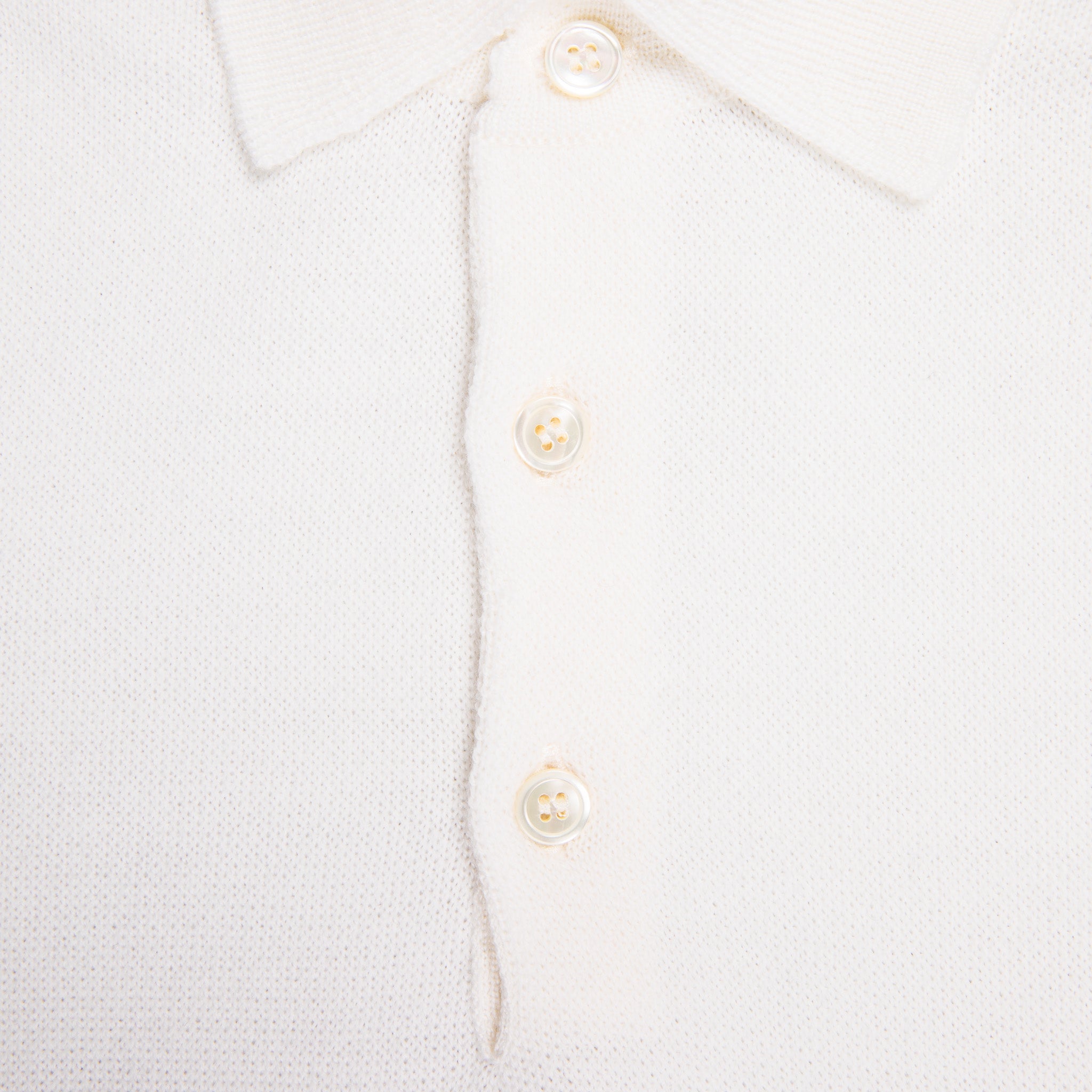 William Lockie Birdseye Solid Merino Wool Polo Ice White