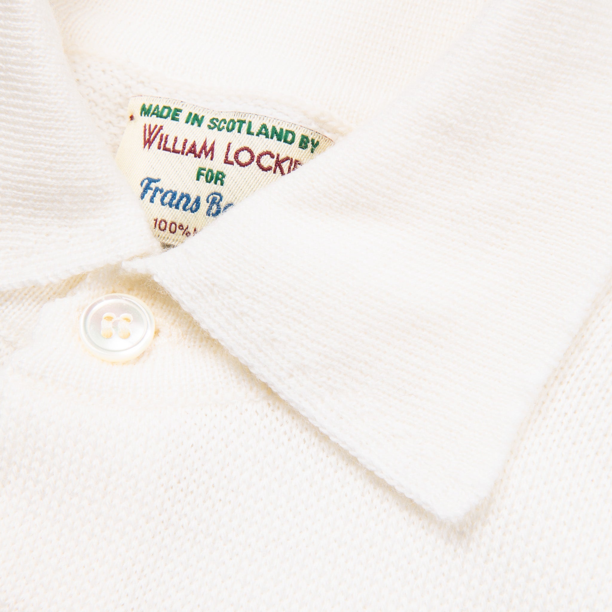 William Lockie Birdseye Solid Merino Wool Polo Ice White
