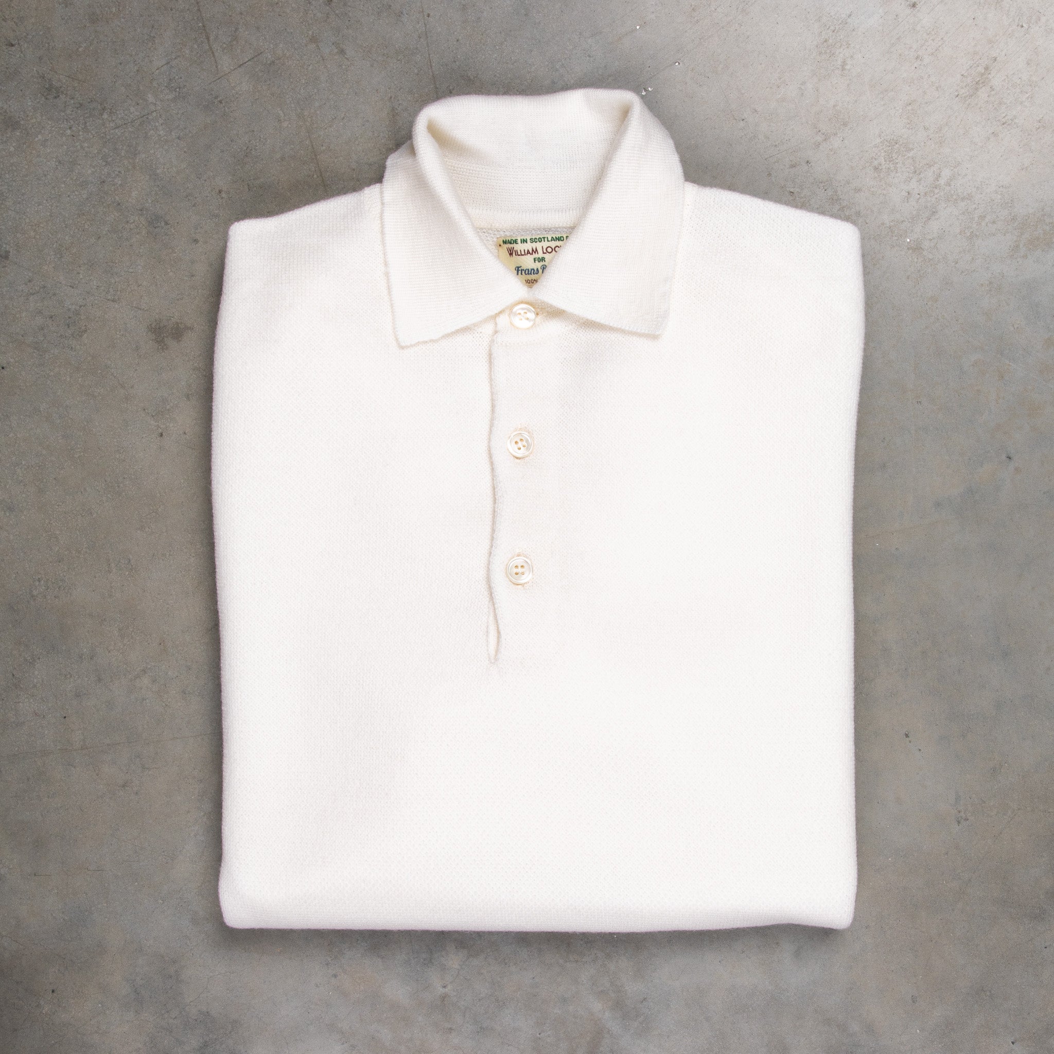 William Lockie Birdseye Solid Merino Wool Polo Ice White