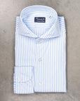 Finamore Gaeta Fit Collo Sergio Bengal Stripe Shirt Blu Azzuro