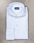 Finamore Gaeta Fit Collo Sergio Bengal Stripe Shirt Blu Azzuro