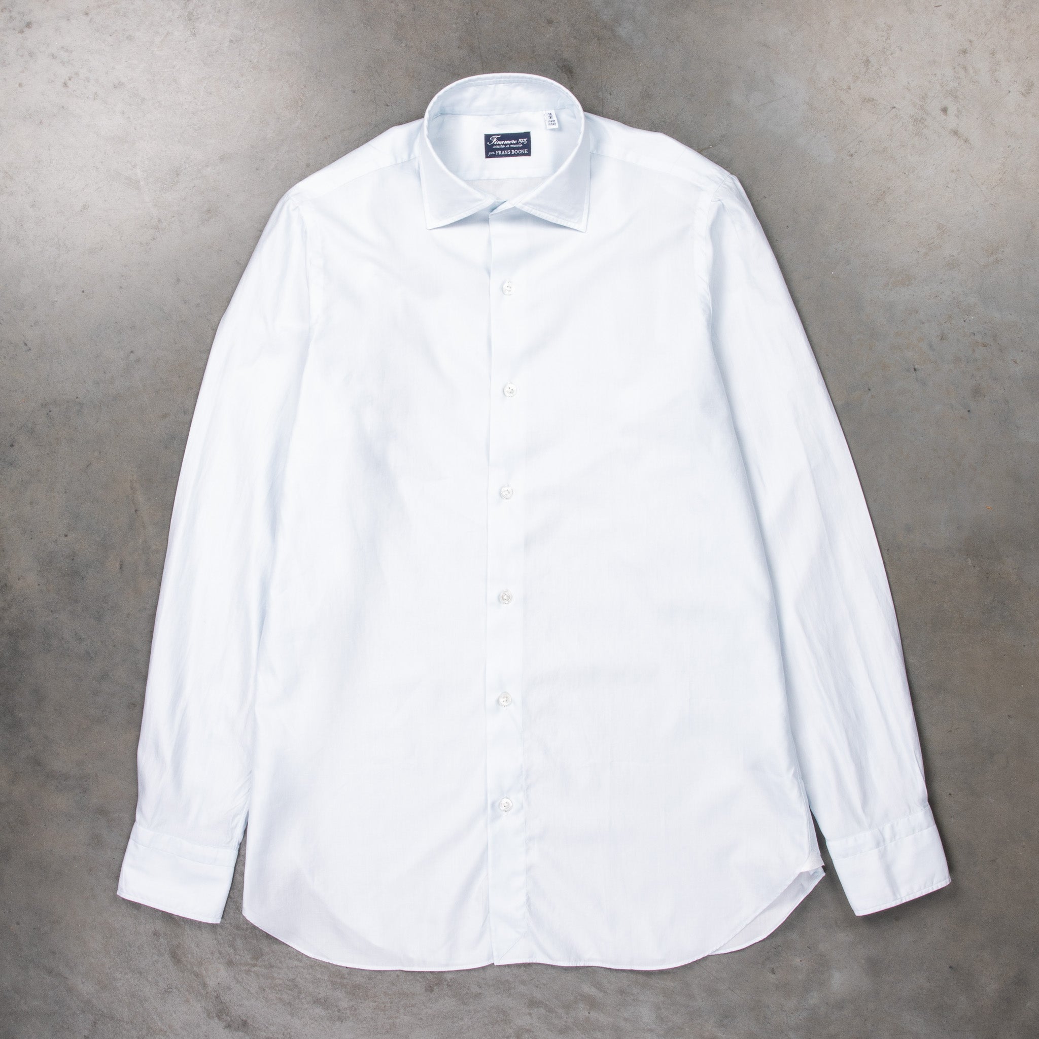 Finamore Napoli Collo Luigi Carlo Riva 180's Twill Shirt Celeste