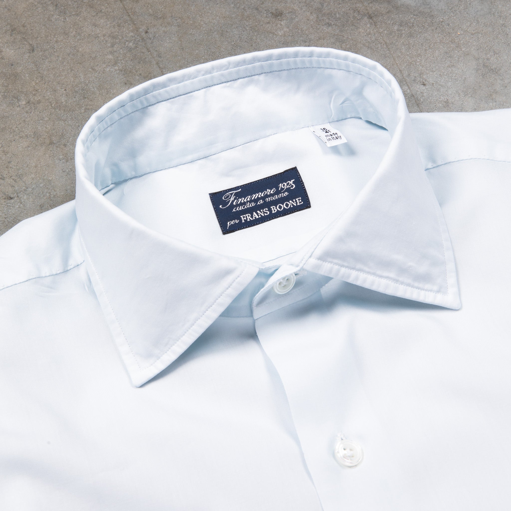 Finamore Napoli Collo Luigi Carlo Riva 180's Twill Shirt Celeste