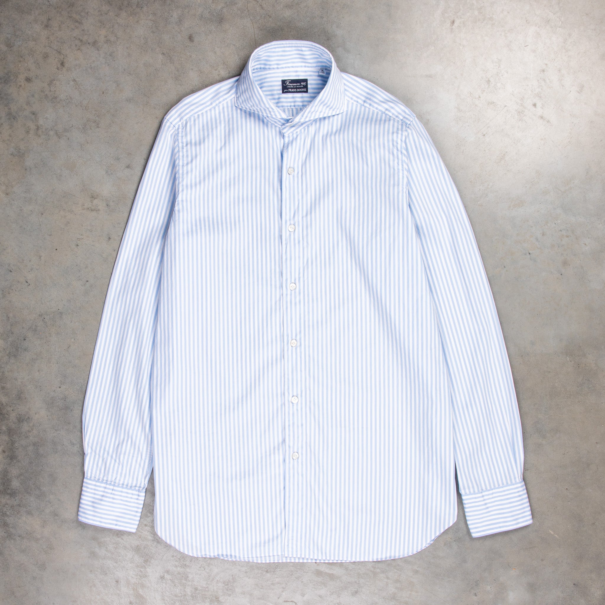 Finamore Gaeta Fit Collo Sergio Bengal Stripe Shirt Blu