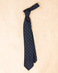 Finamore Cravatta "Sette Pieghe" Grenadine Navy Polka Dot