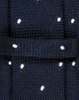 Finamore Cravatta "Sette Pieghe" Grenadine Navy Polka Dot