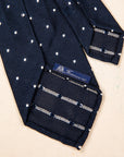 Finamore Cravatta "Sette Pieghe" Grenadine Navy Polka Dot