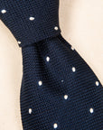 Finamore Cravatta "Sette Pieghe" Grenadine Navy Polka Dot