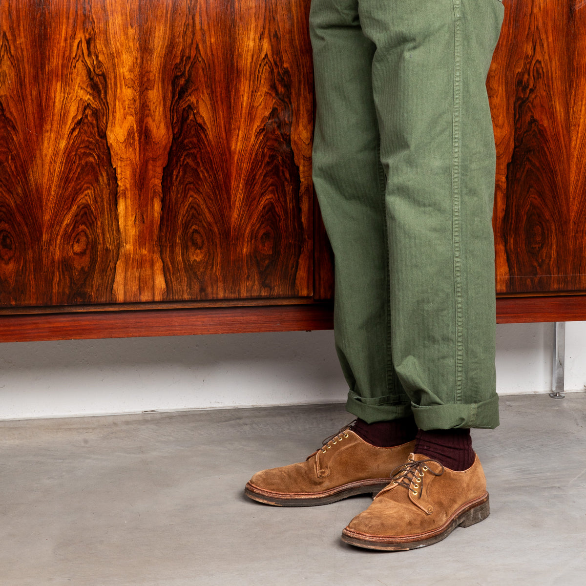 【新品】orSlow HERRINGBONE UTILITY TROUSERS Orslow x Frans Boone French Work Pants Herringbone Green Used