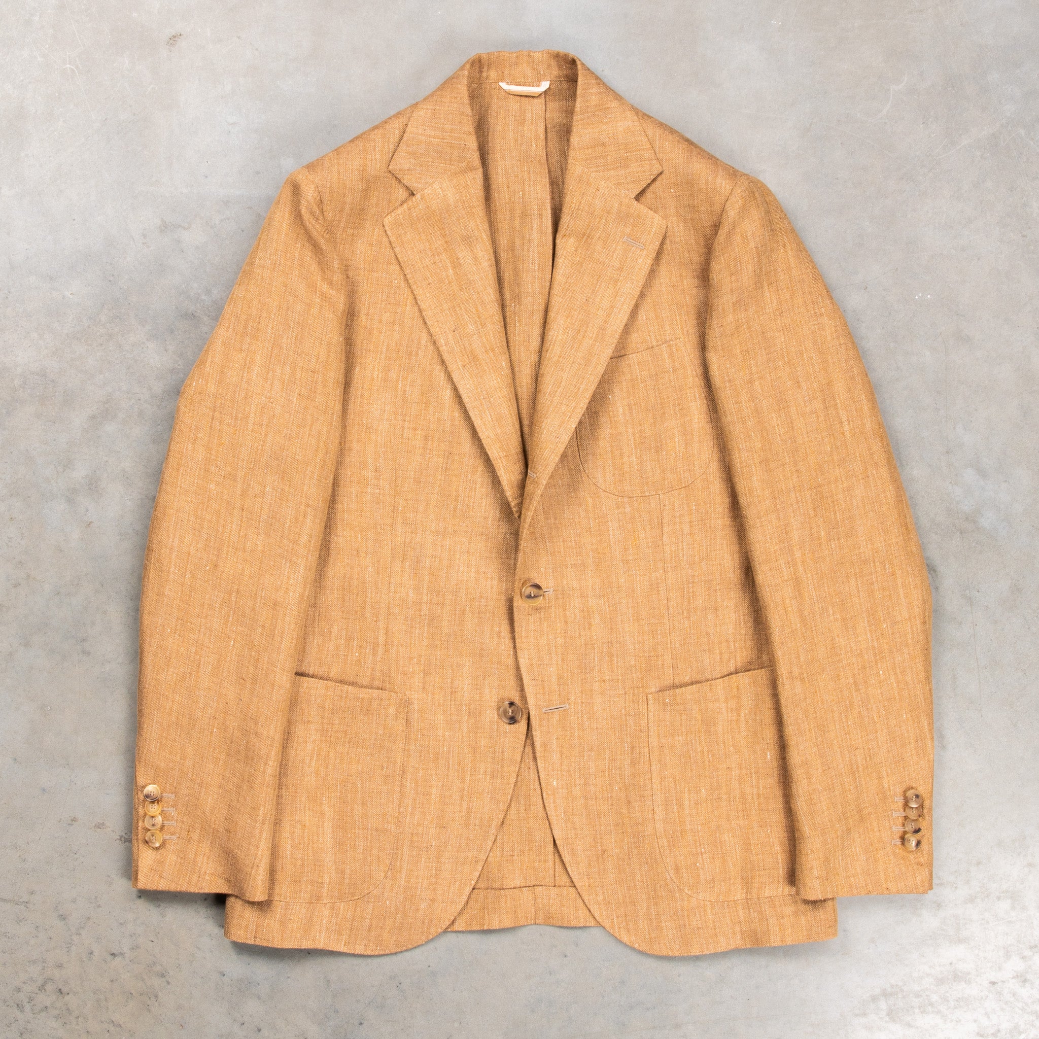 De Petrillo Coroglio Linen Jacket fine herringbone camel