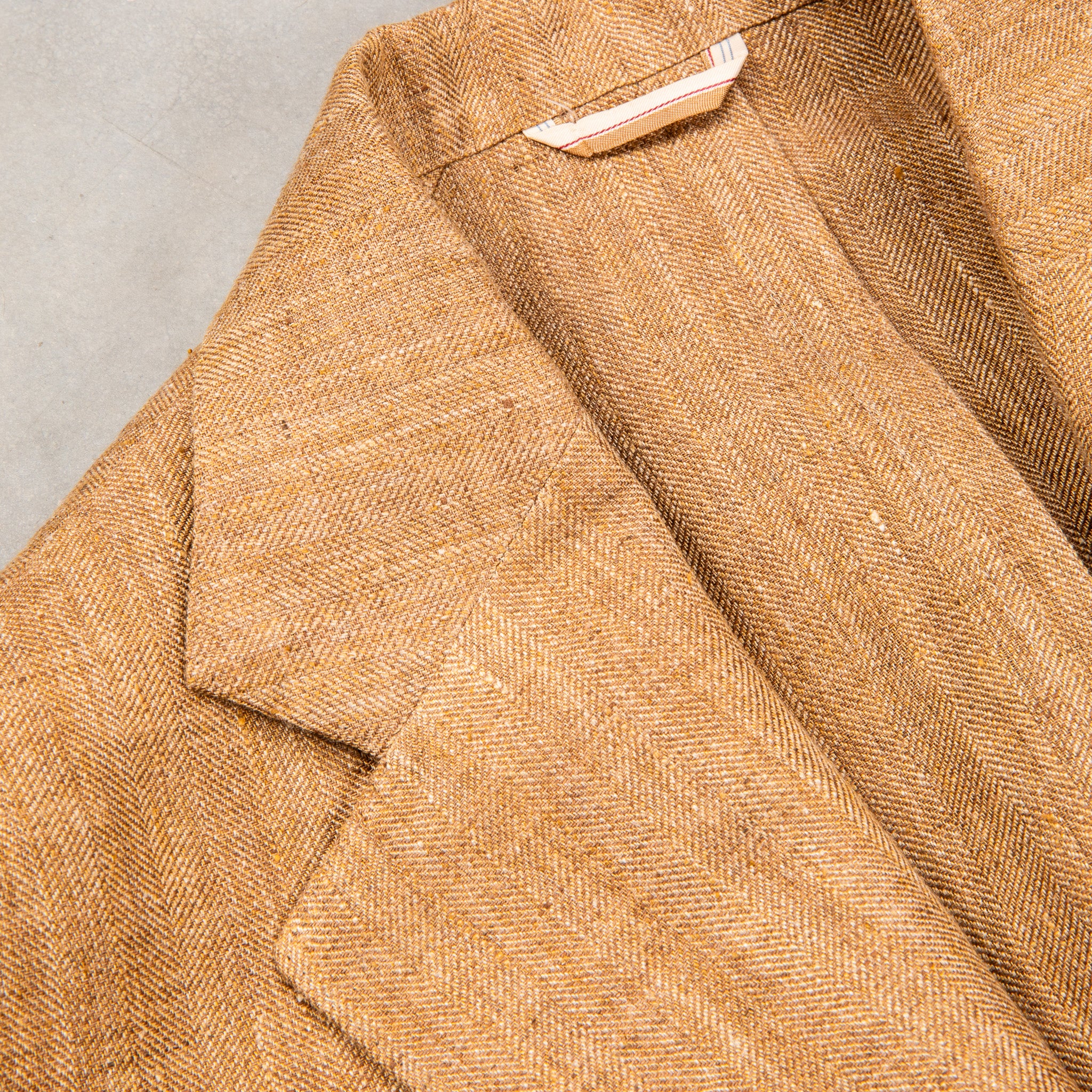 De Petrillo Coroglio Linen Jacket fine herringbone camel