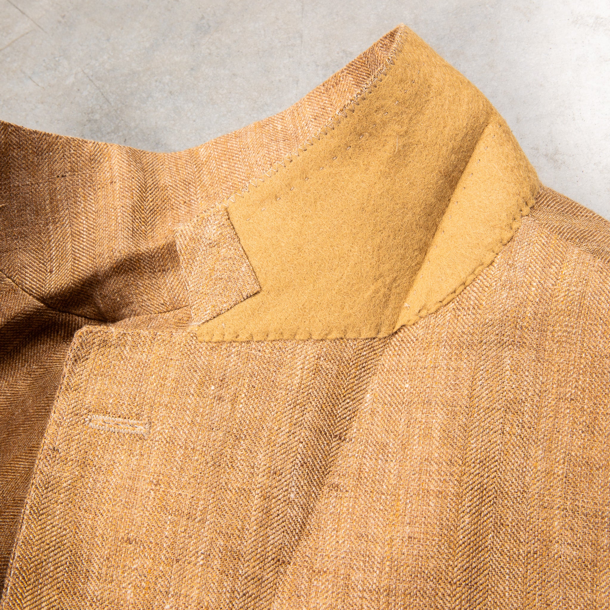 De Petrillo Coroglio Linen Jacket fine herringbone camel