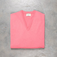 William Lockie Oxton Cashmere V-Neck Venetian Rose