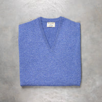 William Lockie Oxton Cashmere V-Neck Lapis