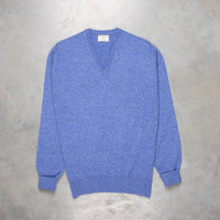 William Lockie Oxton Cashmere V-Neck Lapis