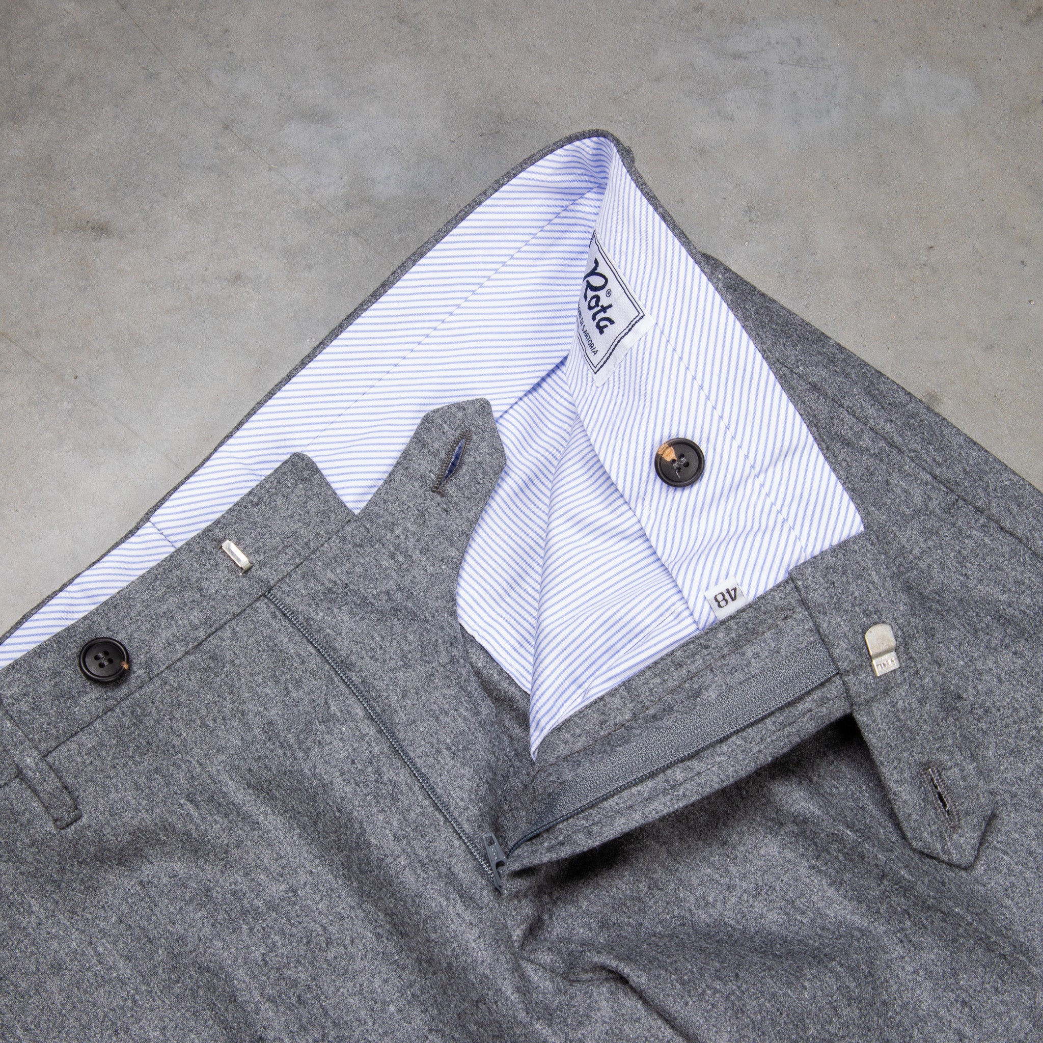 Rota Pantaloni medium Rise Slim Fit Lightweight Flannel Grigio