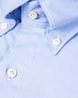 Finamore Tokyo Shirt Washed Oxford Button Down Lucio Collar in Midblue