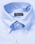 Finamore Tokyo Shirt Washed Oxford Button Down Lucio Collar in Midblue