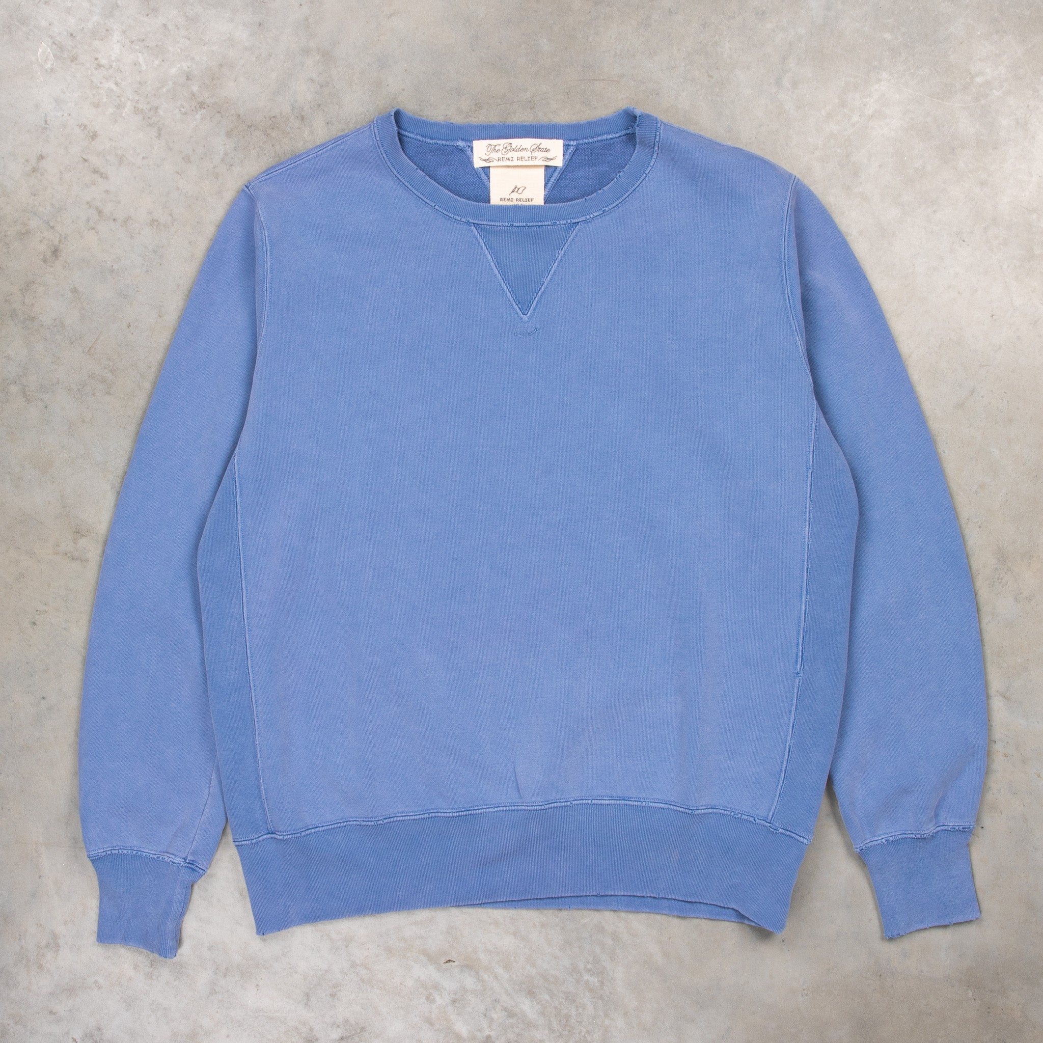 Remi Relief Special Finish Sweat Crew Neck Faded Blue Remi Relief Special Finish Sweat Crew Neck Faded Blue