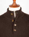 William Lockie x Frans Boone Baby Lambswool 4-Button Mock Neck Caffe
