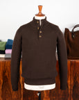 William Lockie x Frans Boone Baby Lambswool 4-Button Mock Neck Caffe