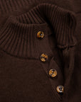 William Lockie x Frans Boone Baby Lambswool 4-Button Mock Neck Caffe