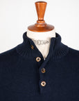 William Lockie x Frans Boone Baby Lambswool 4-Button Mock Neck Marino