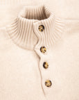 William Lockie x Frans Boone Baby Lambswool 4-Button Mock Neck Sabbia