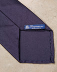 Finamore "Sette Pieghe" Plain Silk Tie Marino