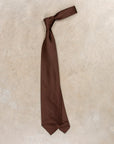 Finamore "Sette Pieghe" Plain Silk Tie Marrone