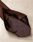 Finamore "Sette Pieghe" Plain Silk Tie Marrone