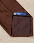 Finamore "Sette Pieghe" Plain Silk Tie Marrone