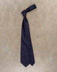 Finamore "Sette Pieghe" Plain Silk Tie Blu Notte