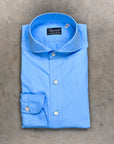 Finamore Gaeta Shirt Sergio Collar Alumo Poplin Avio Blue