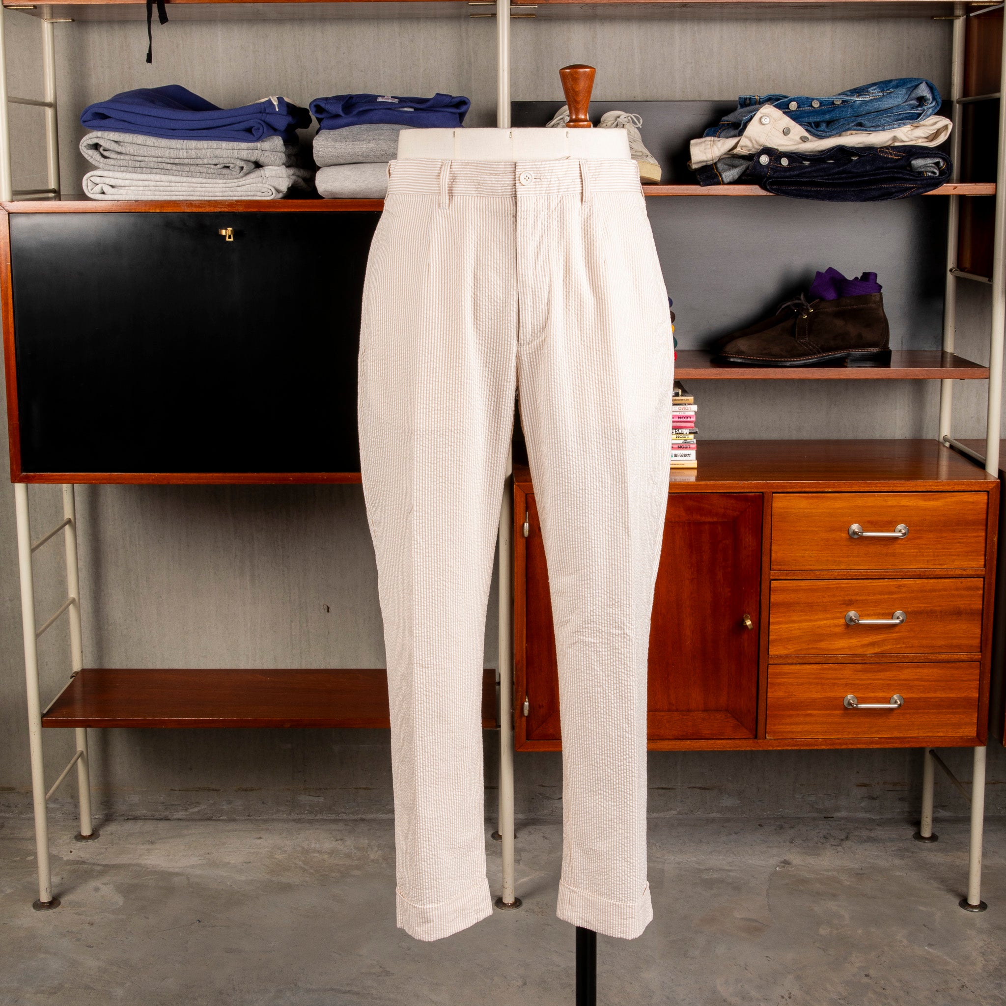 Engineered Garments Andover Pant Beige Cotton Seersucker Engineered Garments Andover Pant Beige Cotton Seersucker