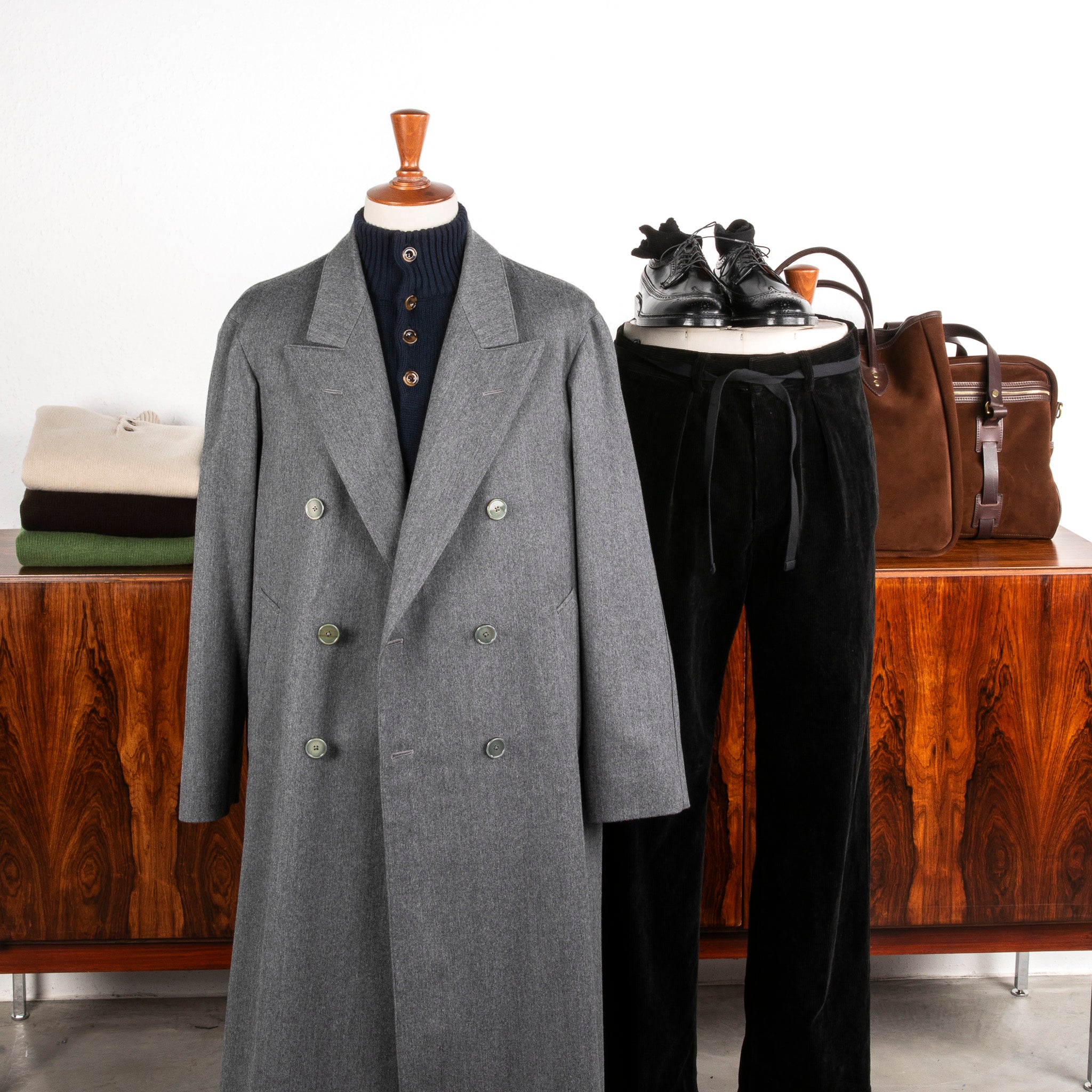 ジャケット・アウター Coherence, Berto, Grey Cohérence Berto Double Breasted Coat Dolmany Satin Grey – Frans