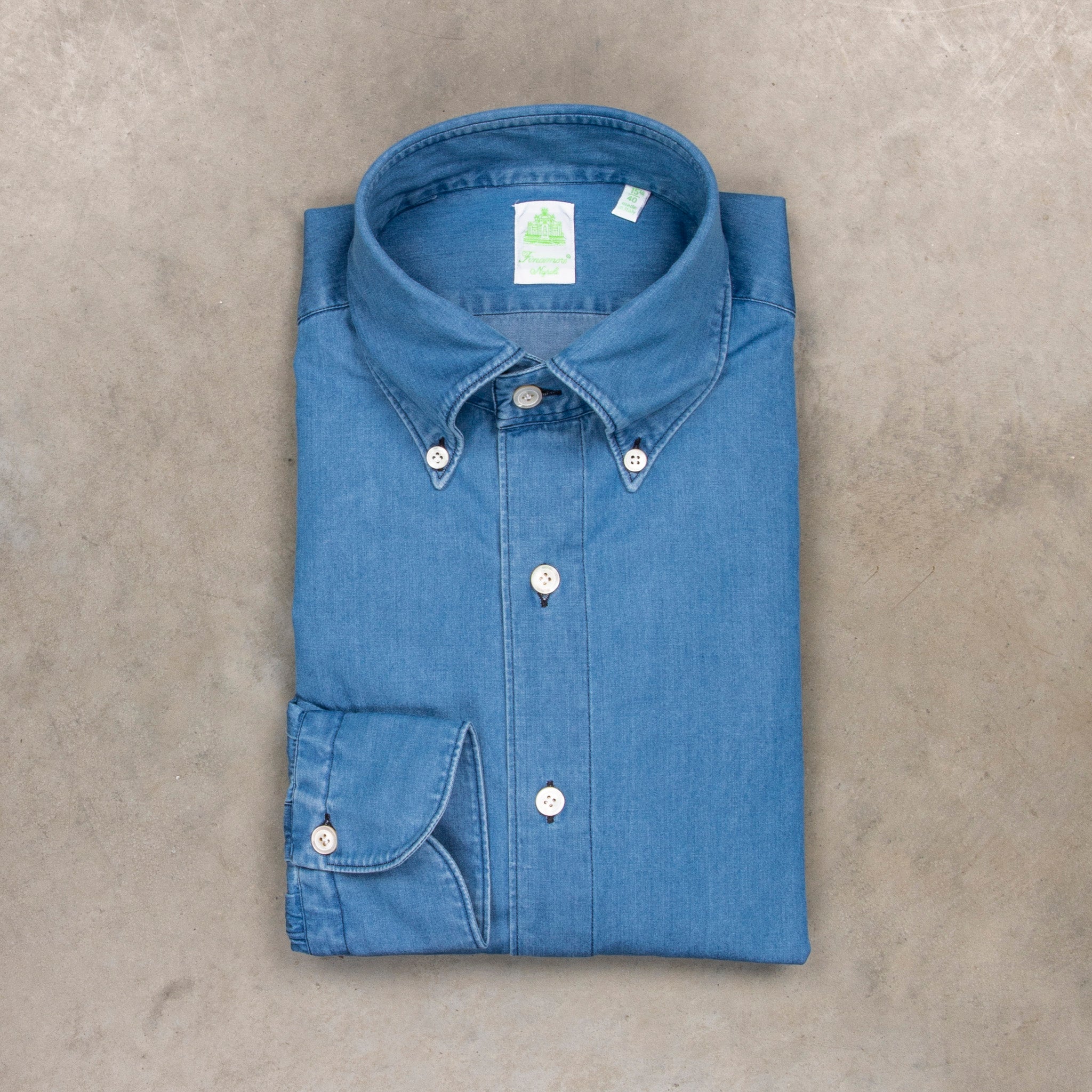Finamore Gaeta shirt Lucio collar Regular Bleach Denim