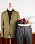 Caruso Butterfly Jacket Italian Tweed Oliva