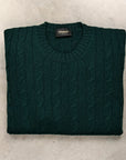 Drumohr Cashmere Treccia Crew Neck Verde Bottiglia