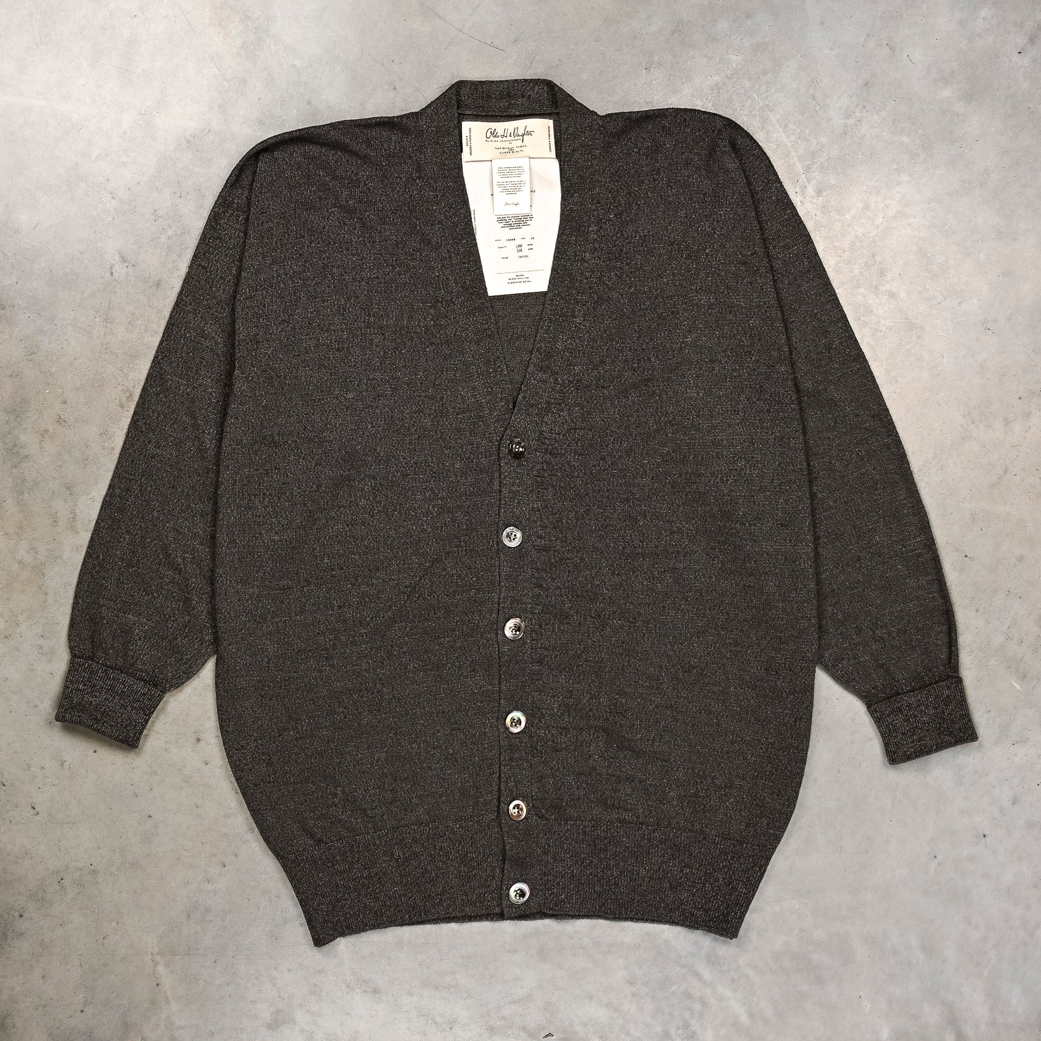 Olde H & Daughter Linen Silk Plain Stitch Cardigan Charcoal 